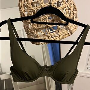 Olive Green Bikini Top, Size Medium